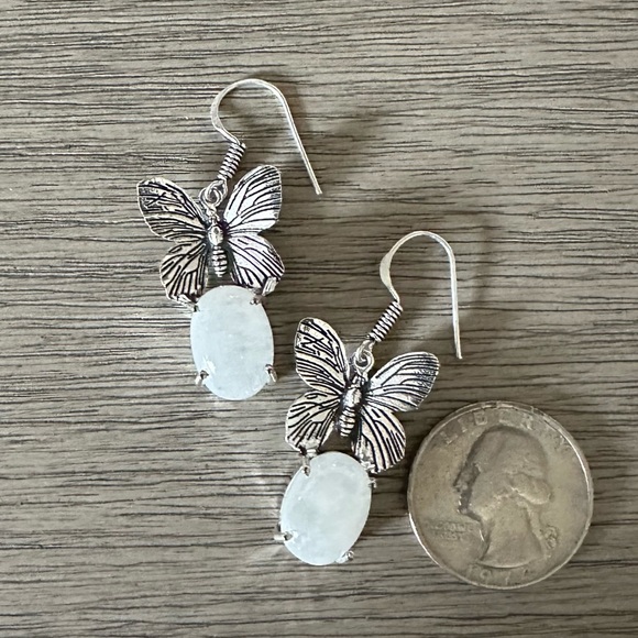 0117 Rainbow Moonstone Ethnic Handmade Earrings Silver Gemstone Jewelry - Picture 5 of 11